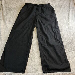 Scoop Women’s Linen Blend Wide Let Pull On Black Pants Size Large 12/14